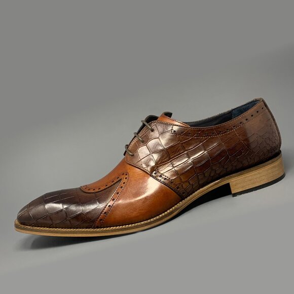 *NEW* DUCA ‘Valentano’ Italian Calfskin / Croco Embossed Print / Men’s 13 Derby - Picture 5 of 14